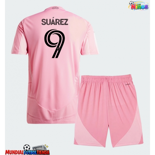 Camiseta Inter Miami Luis Suarez #9 Primera Equipación Replica 2026-27 para niños mangas cortas (+ Pantalones cortos)